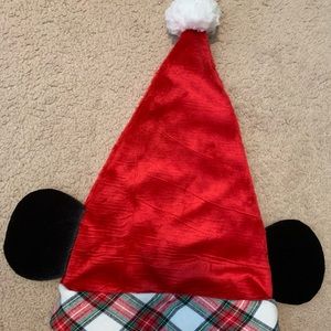 NWT Disney Mickey Mouse Plaid Santa Hat